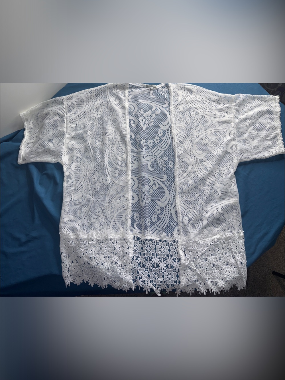 Charlotte Russe White Lace Crochet Kimono